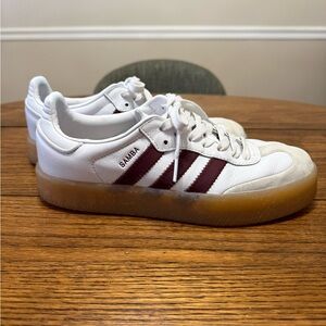 Adidas Samba/Sambae White & Burgundy (Canyon Red) sneakers